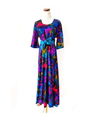 Vintage 1970s Kaftan Dress Muumuu Dress Two Potato Laguna Beach California Small